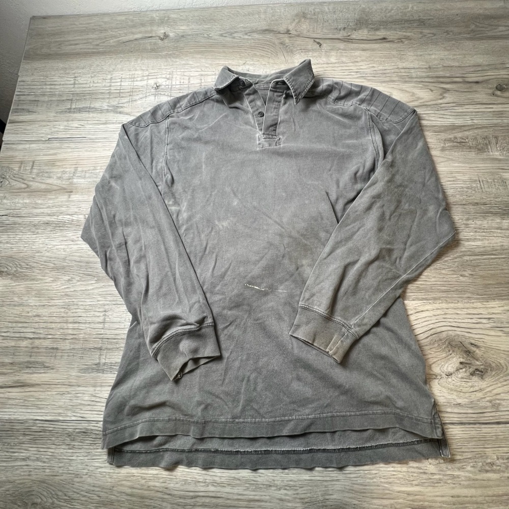 Eddie Bauer‎ Rugby Shirt Mens Small Pewter Gray Long Sleeve Cotton F633034